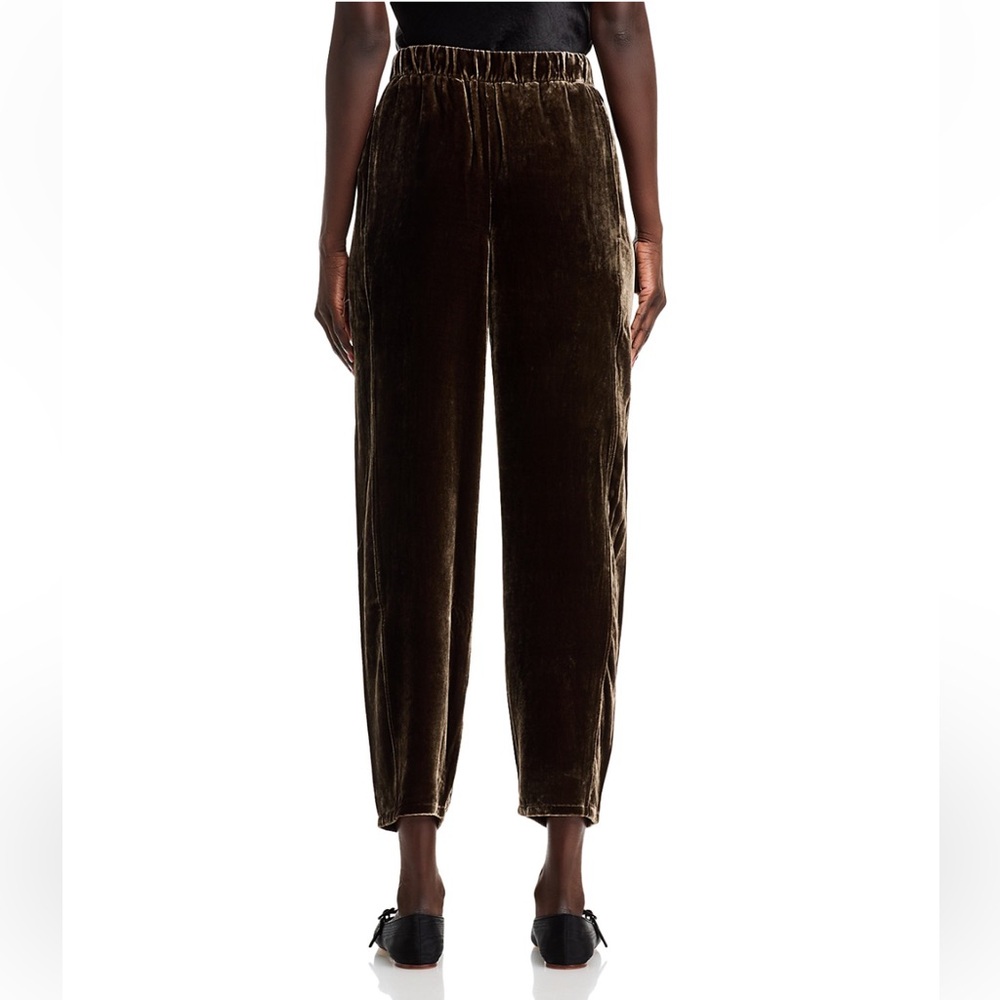 Eileen Fisher Velvet Lantern Ankle Pants NWT Wren/ Brown - Picture 3 of 8